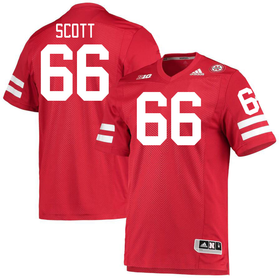 Men #66 Ben Scott Nebraska Cornhuskers College Football Jerseys Stitched Sale-Red - Click Image to Close